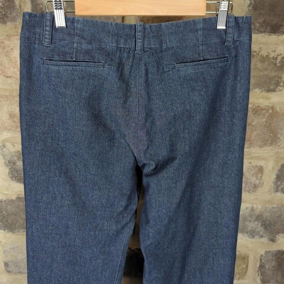 Sandro Sportswear Pants Wide Leg Chambray Woman's Size 10 Blue Button Accent - Picture 6 of 10